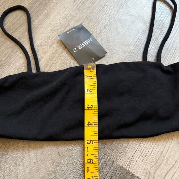 Forever 21 Crop Top NEW Black Long Sleeve Large Stretchy - Picture 9 of 11